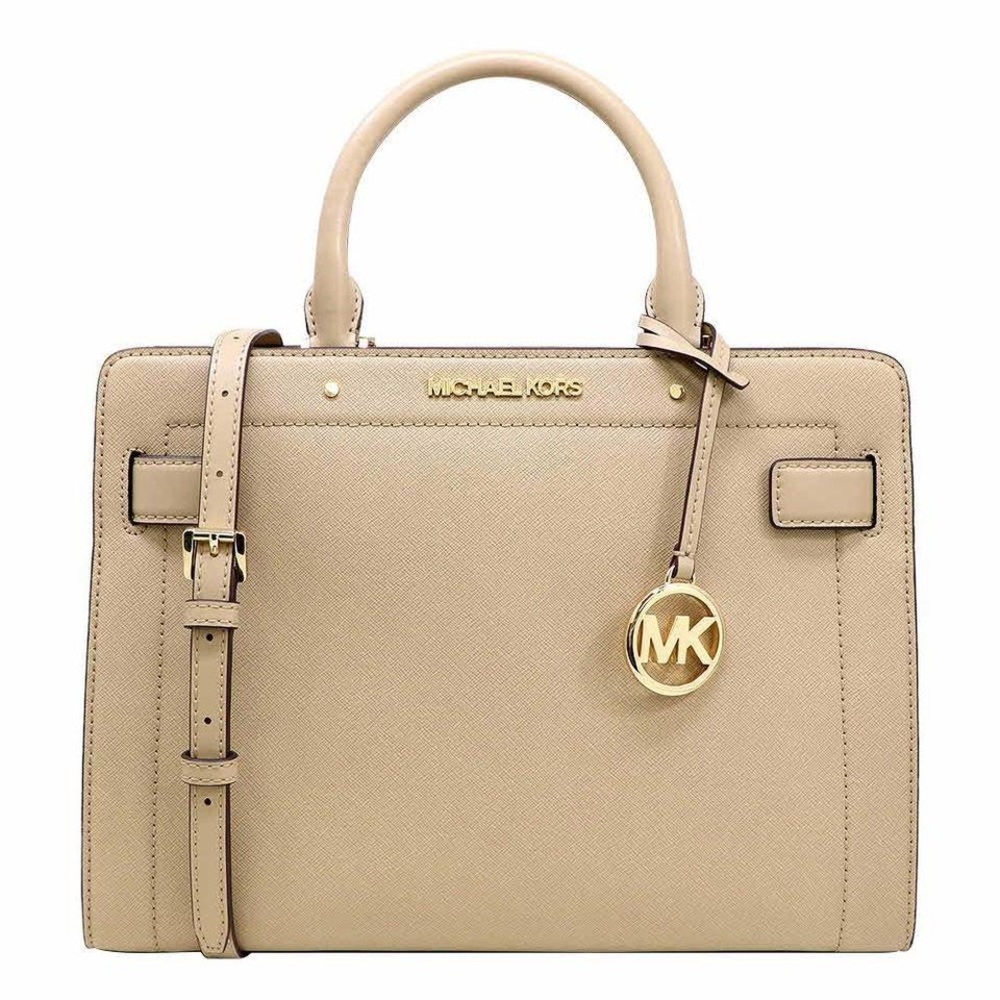 Rayne Medium Saffiano Leather Satchel Bisque NWOT Michael Kors Purse